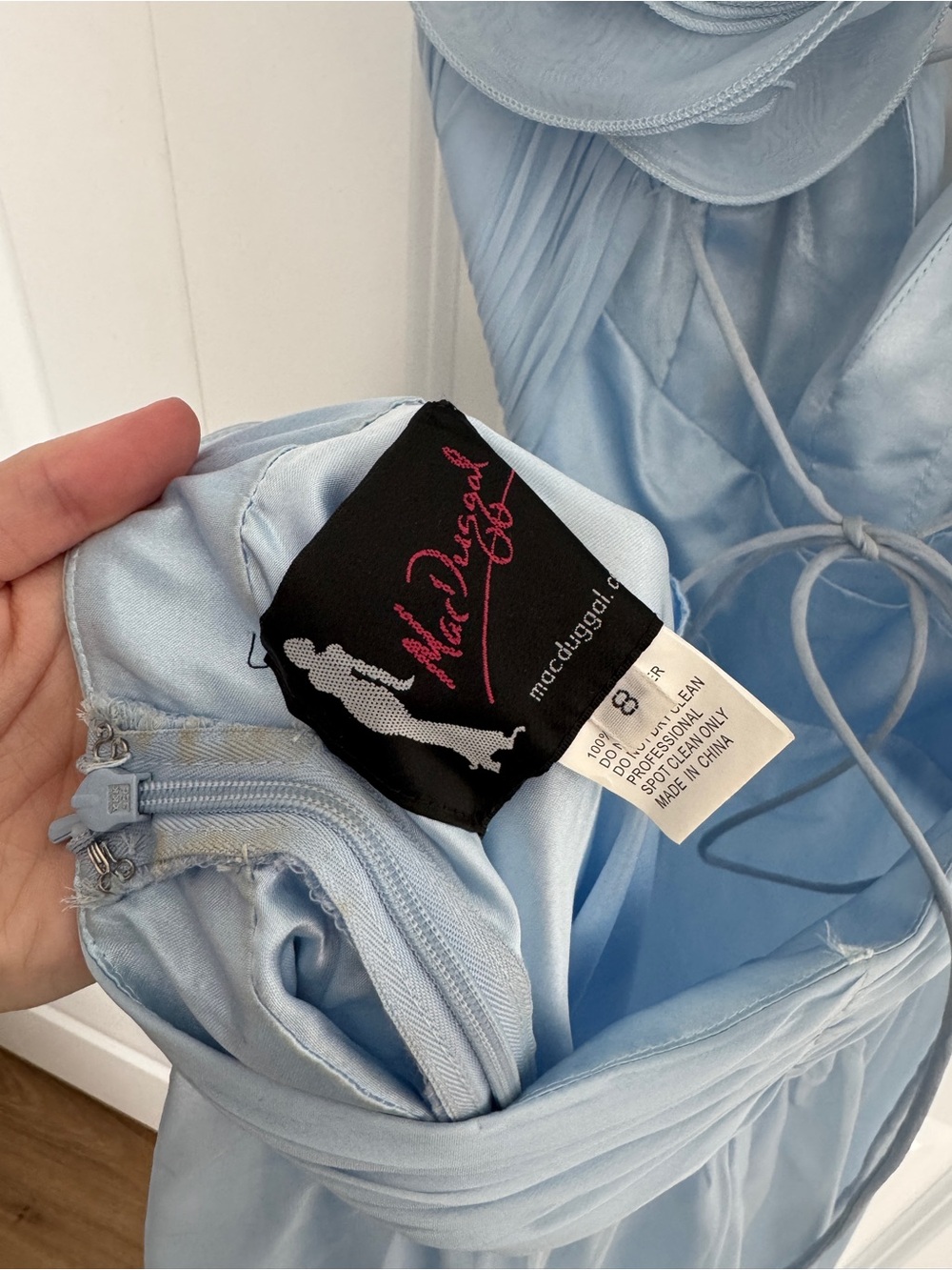 Mac Duggal Ethereal Light Blue Ruffled Tulle Gown - Picture 12 of 16